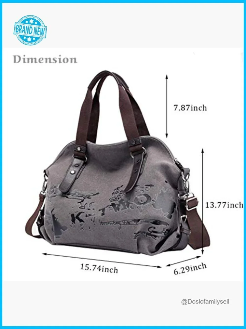 Vintage Hobo Canvas Tote Bag Spacious Daily Shopper with Adjustable Strap